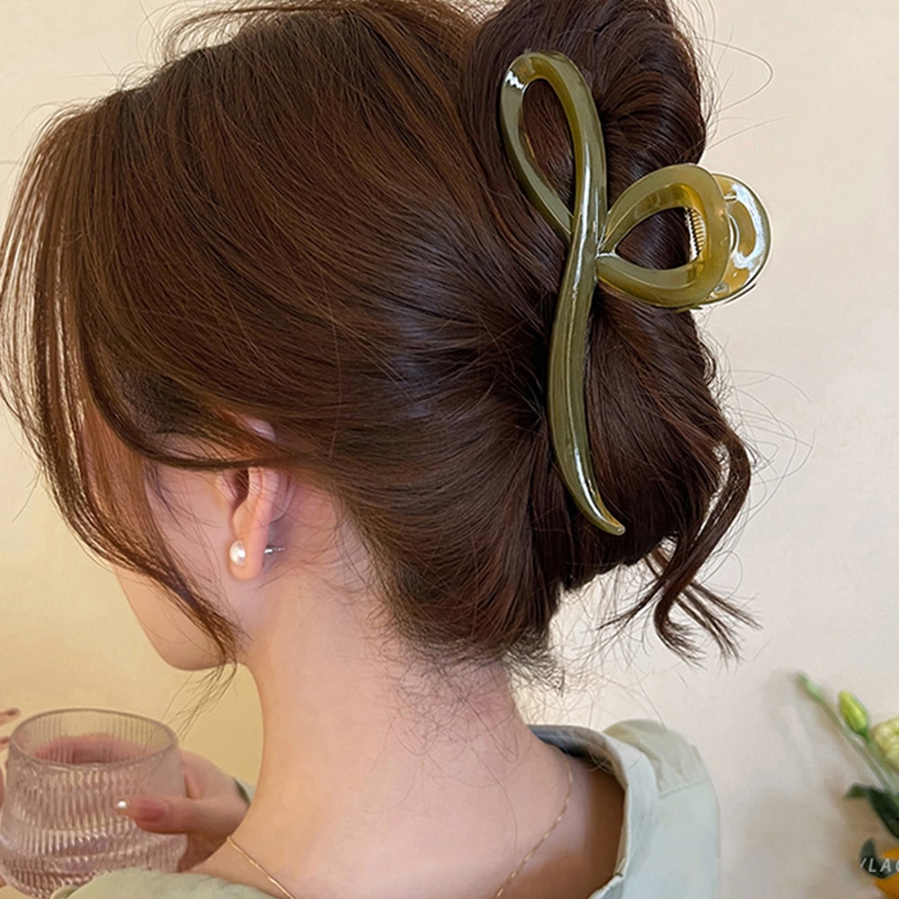 Elegant Jelly Color Bow Hair Claw Fashionable Hair Clip for Women and Girls Sweet Bow Hairpin Accessory