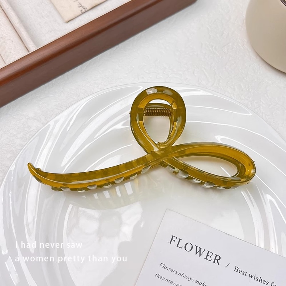 Elegant Jelly Color Bow Hair Claw Fashionable Hair Clip for Women and Girls Sweet Bow Hairpin Accessory
