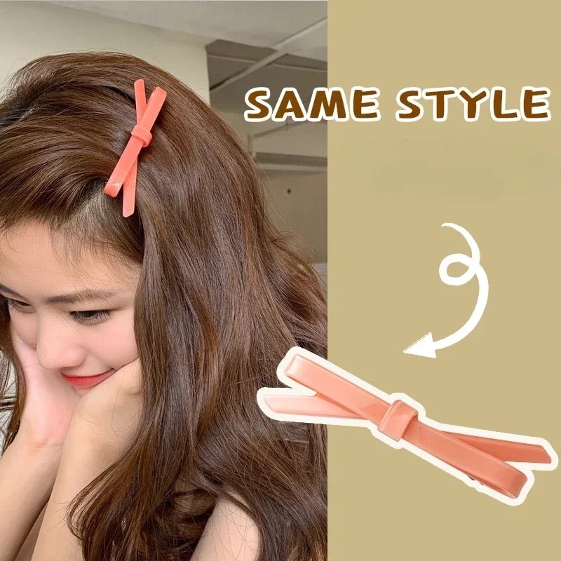Korean Hairpin Headdress Clip for Girls, Influencer Style Bow Head Clip, Perfect for Banged Hairstyles and Side Clips