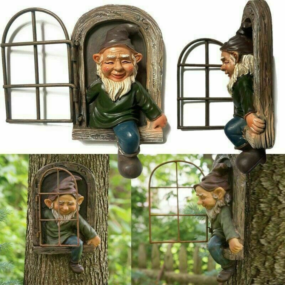 Creative Garden Elf Statue Outdoor Tree Hugging Decoration for Yard, Porch & Courtyard