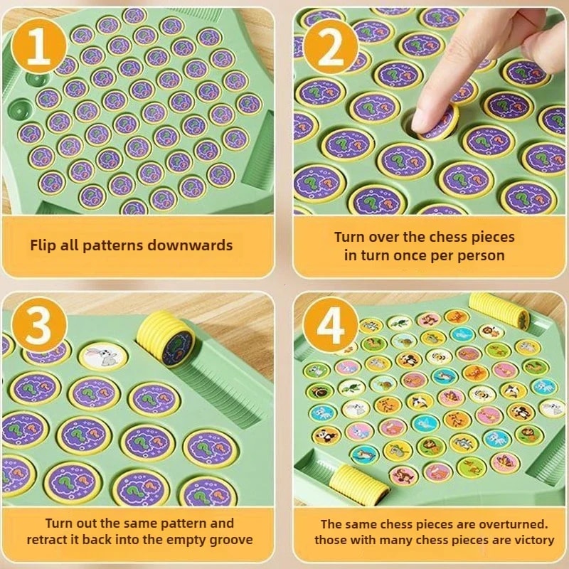 Interactive Animal Flip Chess For Kids Educational ParentChild Game For Concentration And Observat 3