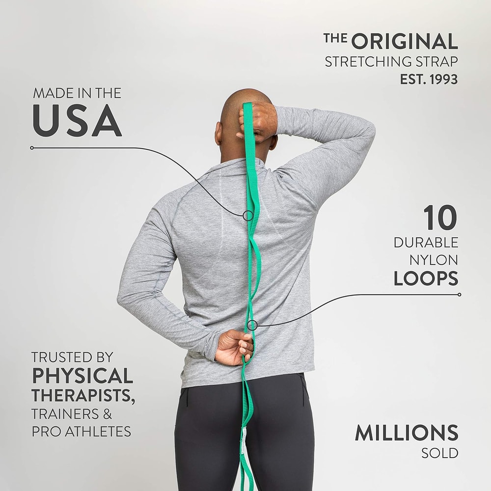 USA-Made Yoga Stretching Strap for Flexibility & Recovery | Boost Posture & Mobility