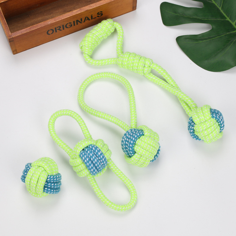 Interactive Cotton Rope Dog Toy Ball And Toothbrush Chew For Small And Large Dogs 4