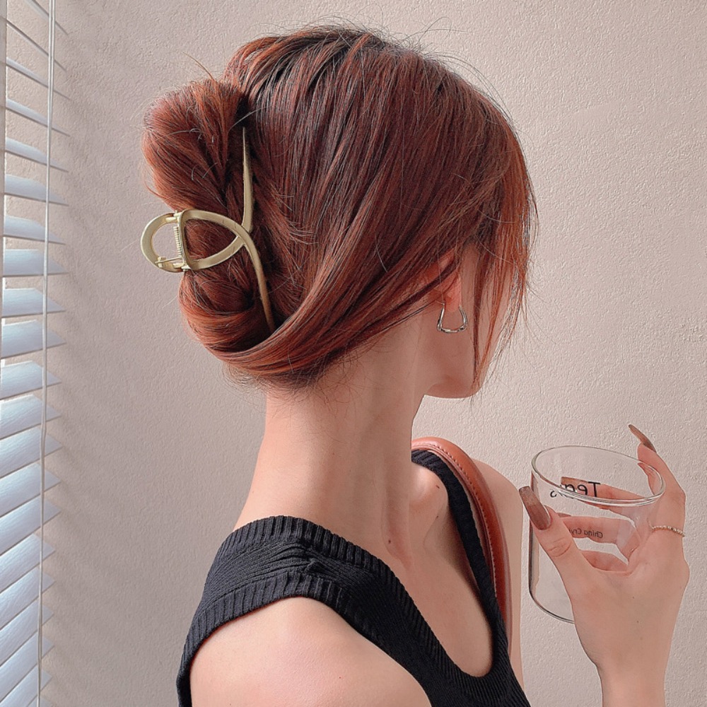 Elegant Gold Color Hollow Geometric Hair Claw for Women Metal Hairpin, Fashion Hair Accessories