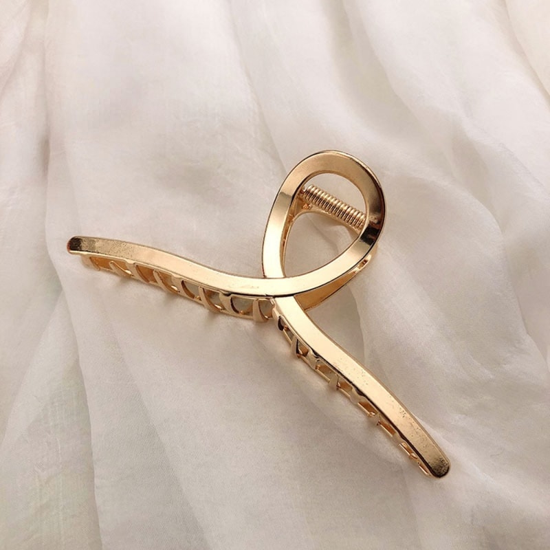 Elegant Gold Color Hollow Geometric Hair Claw for Women Metal Hairpin, Fashion Hair Accessories