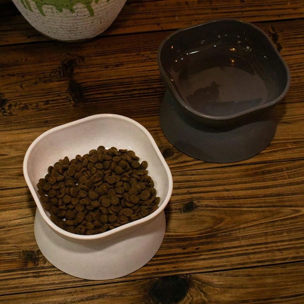 Classic Neck Protection Cat Bowl AntiRollover HighFoot Large Opening Plastic Pet Dish 2