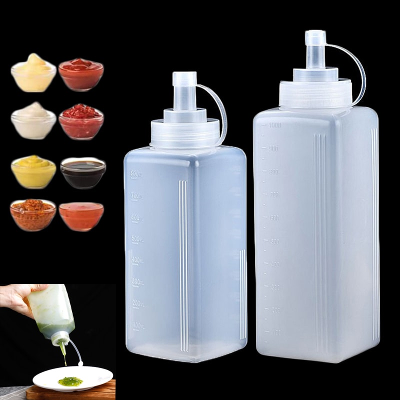 Squeeze Condiment Bottle with Lid – Plastic Squeeze Jam, Salad Dressing, & Sauce Dispenser for Kitchen Storage