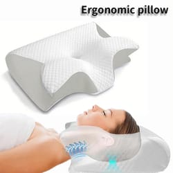 ergonomic memory foam pillow for better sleep neck support, cervical orthopedic travel pillow