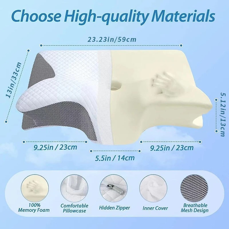 Ergonomic Memory Foam Pillow for Better Sleep Neck Support, Cervical Orthopedic Travel Pillow
