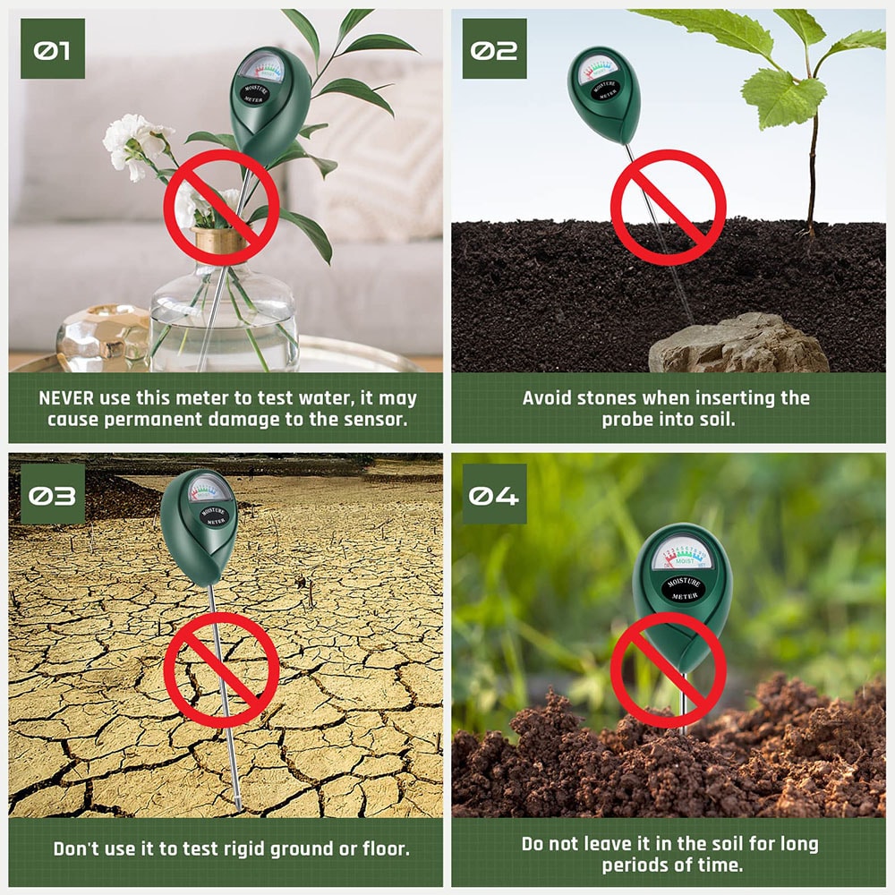 Soil Moisture Meter for House Plants and Lawn No Batteries Required, Easy-to-Use Hygrometer Sensor for Gardening