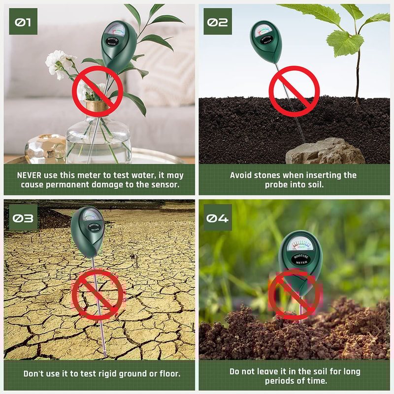Soil Moisture Meter for House Plants and Lawn No Batteries Required, Easy-to-Use Hygrometer Sensor for Gardening