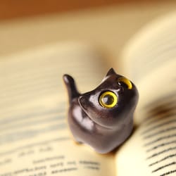 handcrafted wooden kitten figurine - perfect cat decor & gift idea