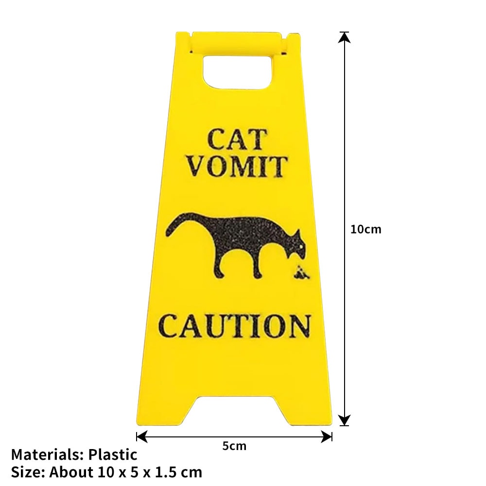 Funny Cat Vomit Sign Bright Yellow Yard Sign for Dogs & Cats