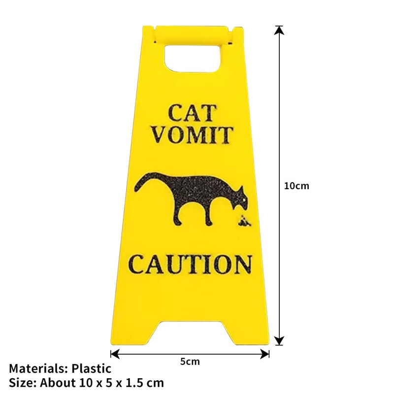 Funny Cat Vomit Sign Bright Yellow Yard Sign for Dogs & Cats