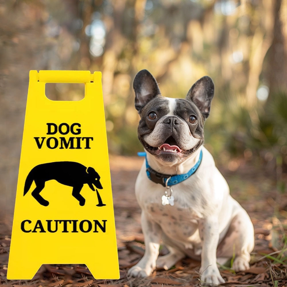 Funny Cat Vomit Sign Bright Yellow Yard Sign for Dogs & Cats