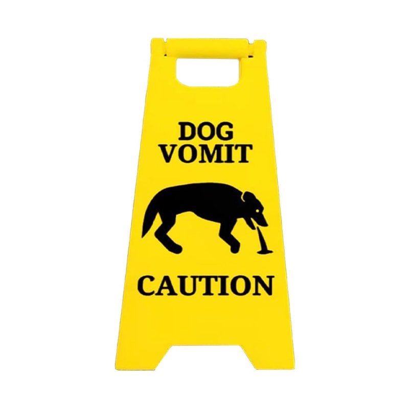 Funny Cat Vomit Sign Bright Yellow Yard Sign for Dogs & Cats