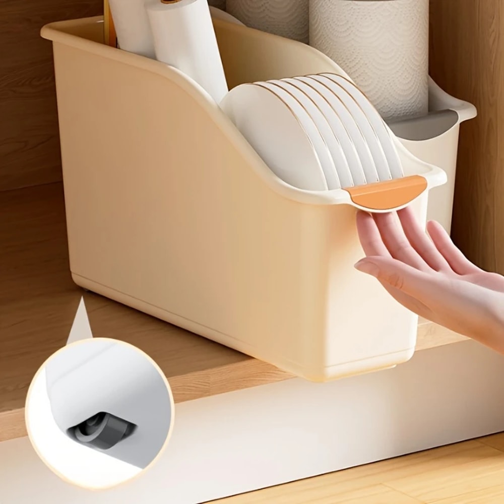 Curved Plastic Storage Bins Set Multipurpose Home Organization Boxes for Household Essentials