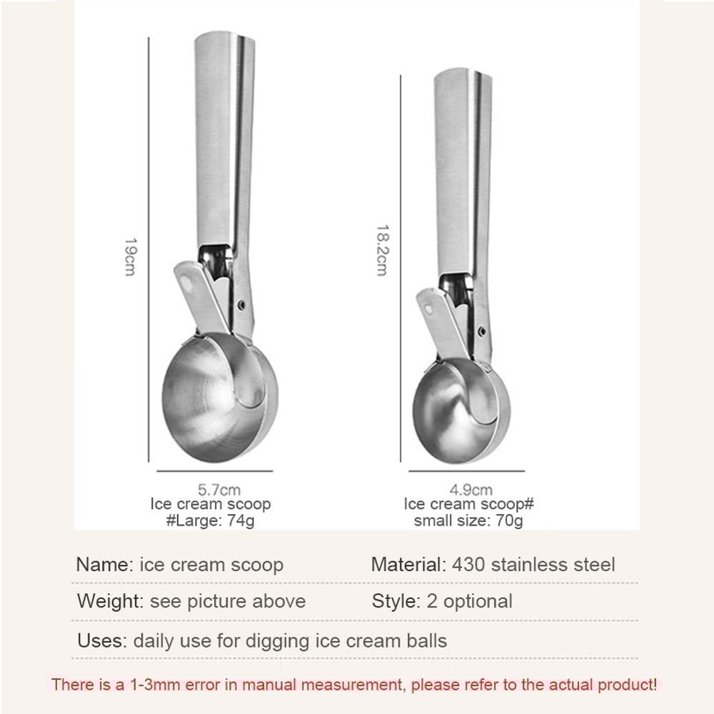 Dualpurpose Stainless Steel Ice Cream Scoop Multifunctional Fruit Scoop Kitchen Tool 1