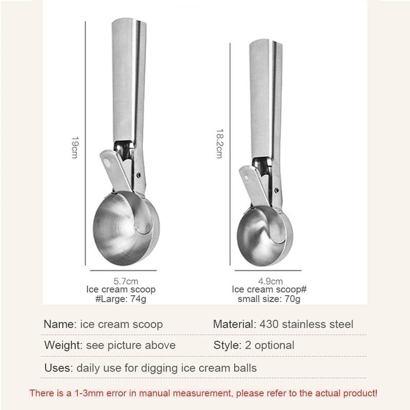 Dualpurpose Stainless Steel Ice Cream Scoop Multifunctional Fruit Scoop Kitchen Tool 1