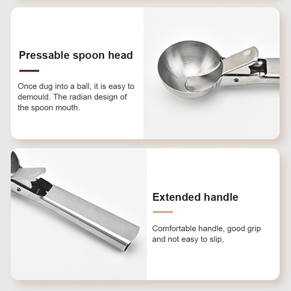 Dualpurpose Stainless Steel Ice Cream Scoop Multifunctional Fruit Scoop Kitchen Tool 2