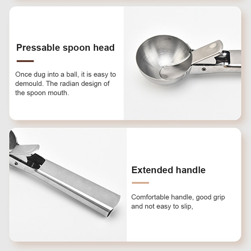 Dualpurpose Stainless Steel Ice Cream Scoop Multifunctional Fruit Scoop Kitchen Tool 2