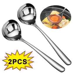 stainless steel long handle soup spoon premium hot pot scooper & colander for kitchen & dining