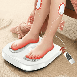 adjustable vibration foot massager with heat & remote control, improve circulation & stress relief