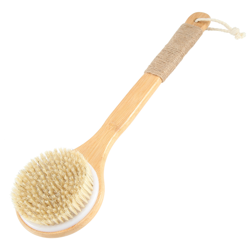 Bamboo Back Scrubber For Shower Soft Bristles Long Handle For Skin Exfoliation 2