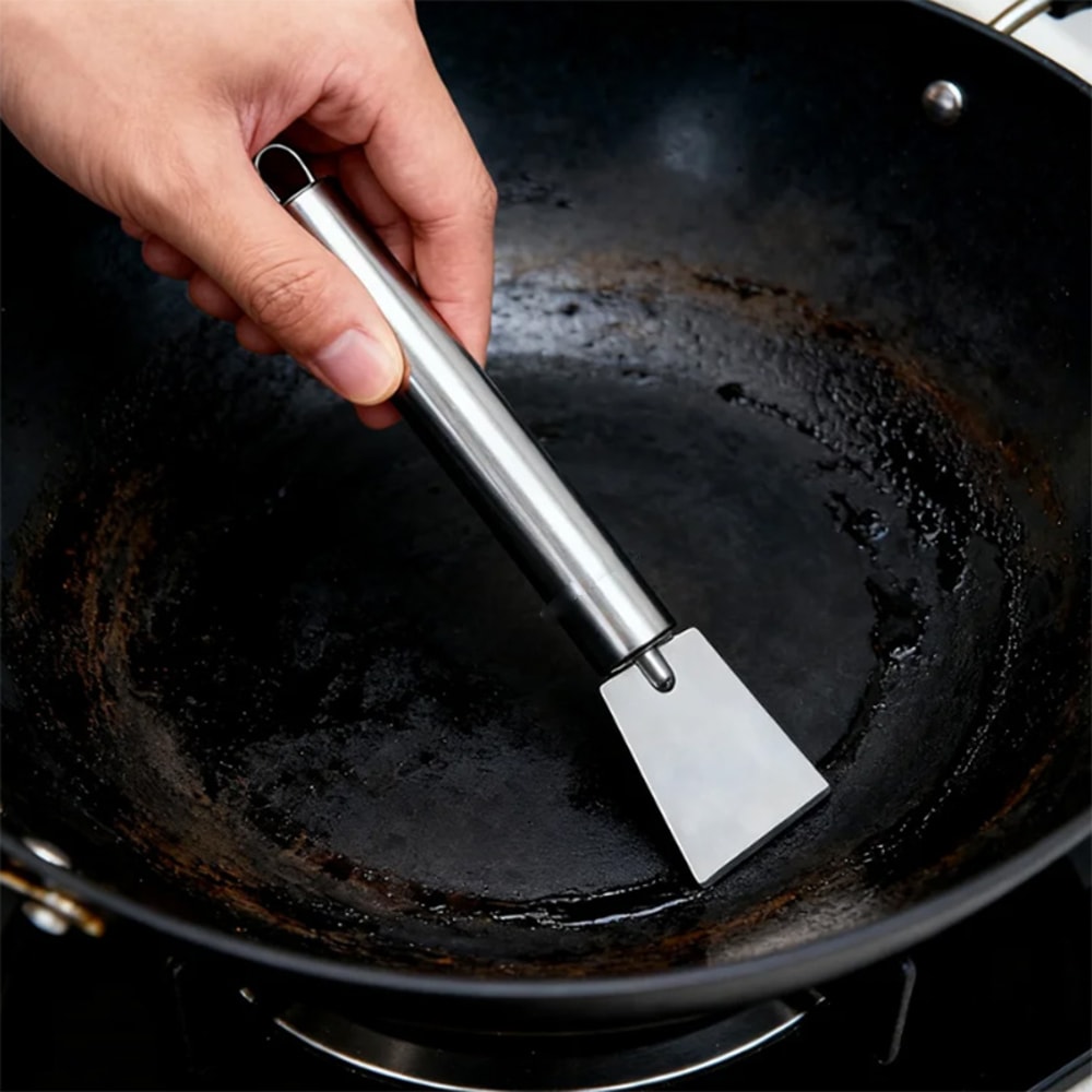 Stainless Steel Kitchen Cleaning Scraper for Stubborn Stains on Pots, Stoves, Tiles, and Grills