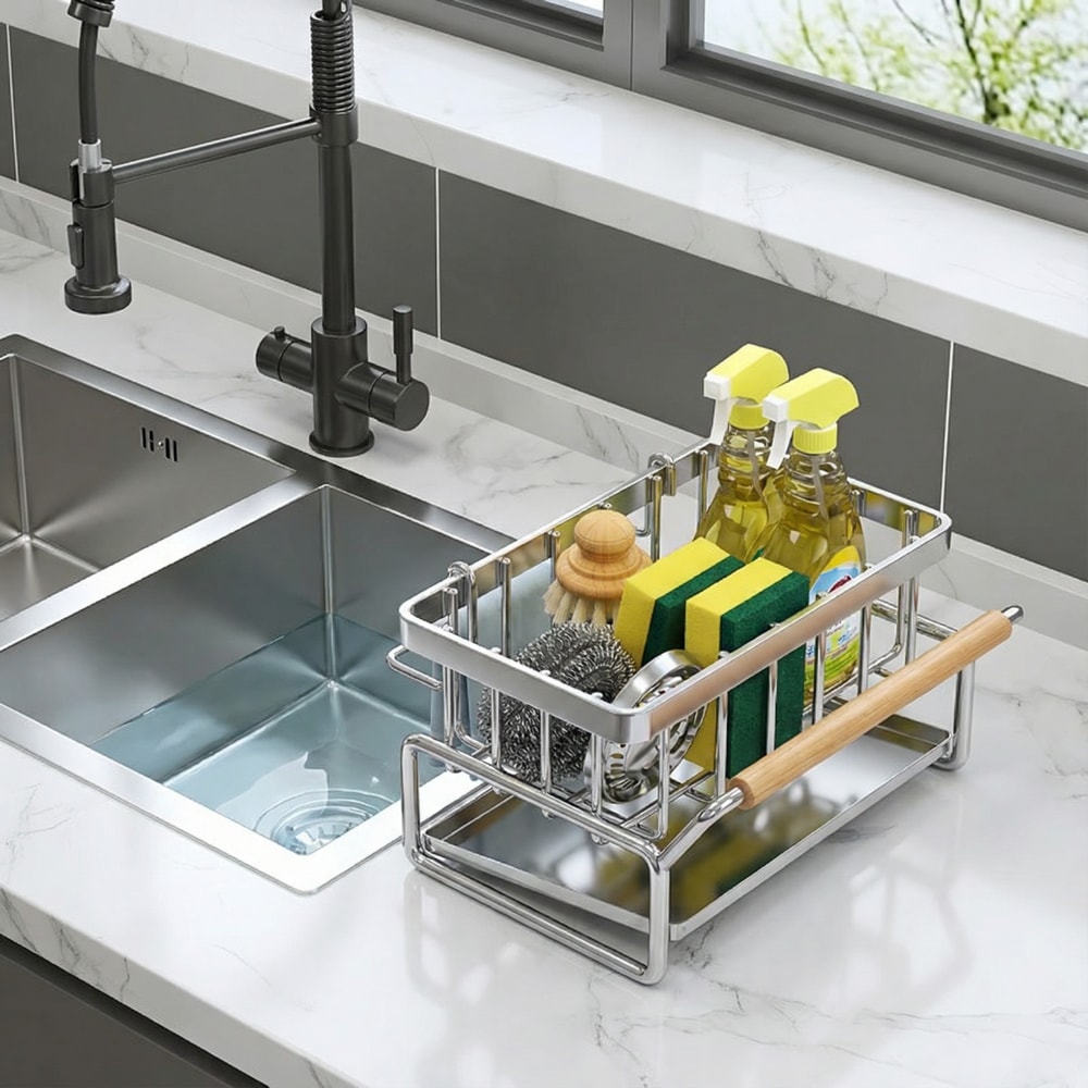 Drill-Free Multi-Layer Kitchen Storage Rack Adjustable Wall-Mounted Spice Rack for Space-Saving Storage