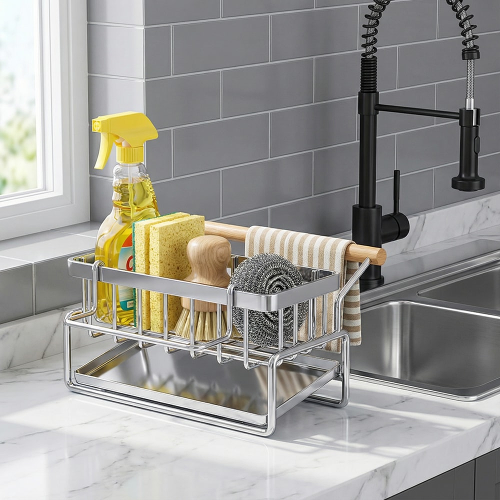 Drill-Free Multi-Layer Kitchen Storage Rack Adjustable Wall-Mounted Spice Rack for Space-Saving Storage