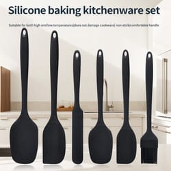 silicone kitchen scraper & spatula set premium non-integrated baking tools with oil brush for easy baking & cooking