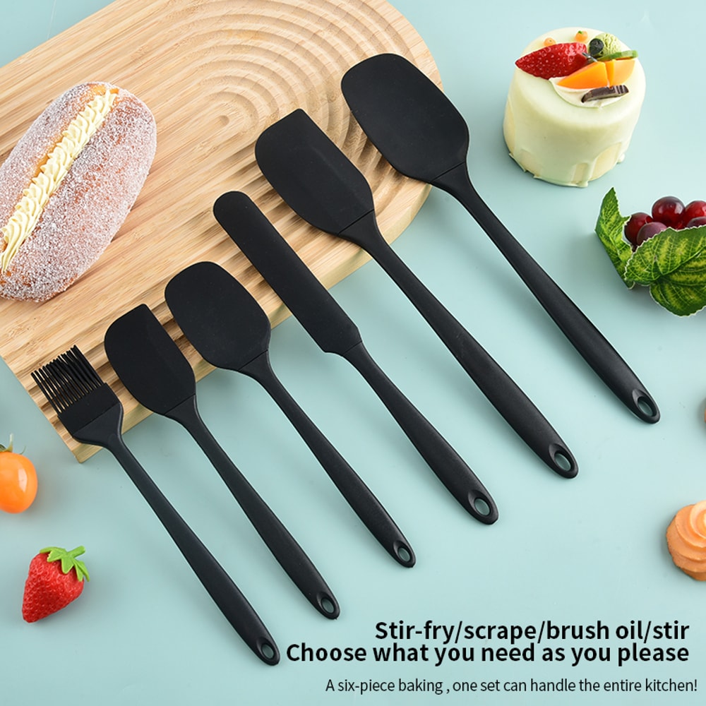 Silicone Kitchen Scraper & Spatula Set Premium Non-Integrated Baking Tools with Oil Brush for Easy Baking & Cooking