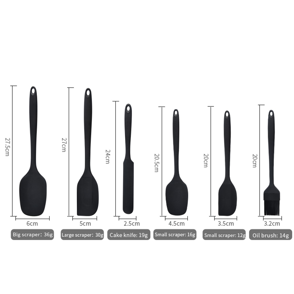 Silicone Kitchen Scraper & Spatula Set Premium Non-Integrated Baking Tools with Oil Brush for Easy Baking & Cooking