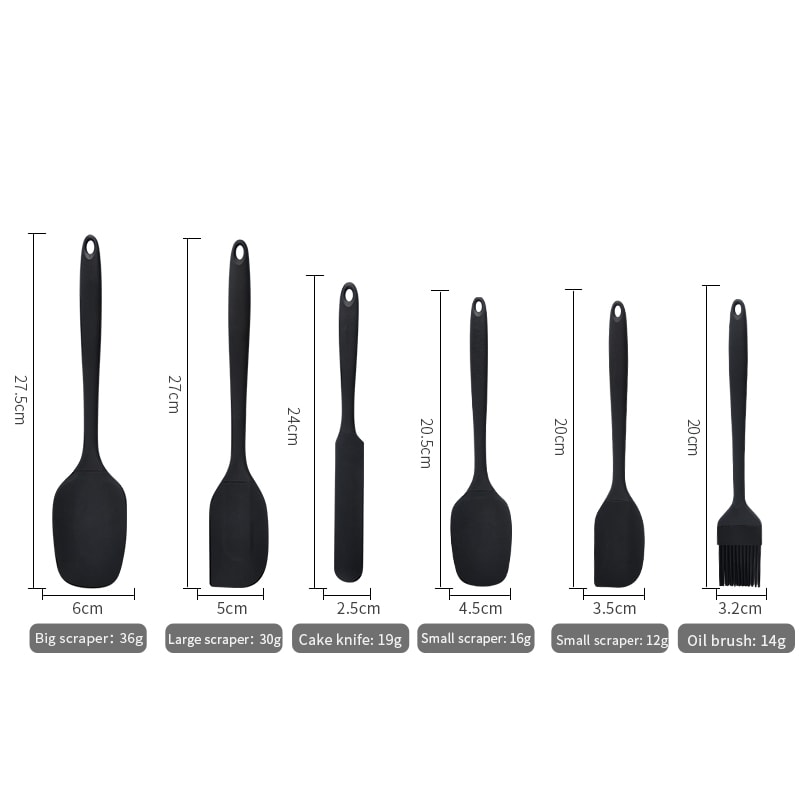 Silicone Kitchen Scraper & Spatula Set Premium Non-Integrated Baking Tools with Oil Brush for Easy Baking & Cooking