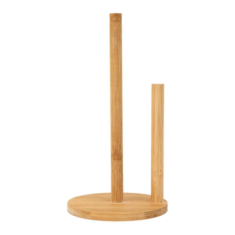 Wooden Paper Towel Holder for Kitchen & Bathroom Vertical Stand for Tissue Rolls