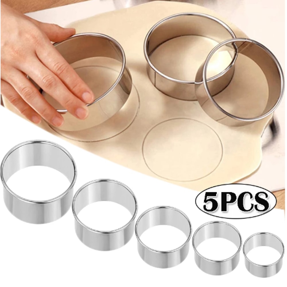 Round Stainless Steel Biscuit Mold – DIY Pastry & Dumpling Cutter for Baking