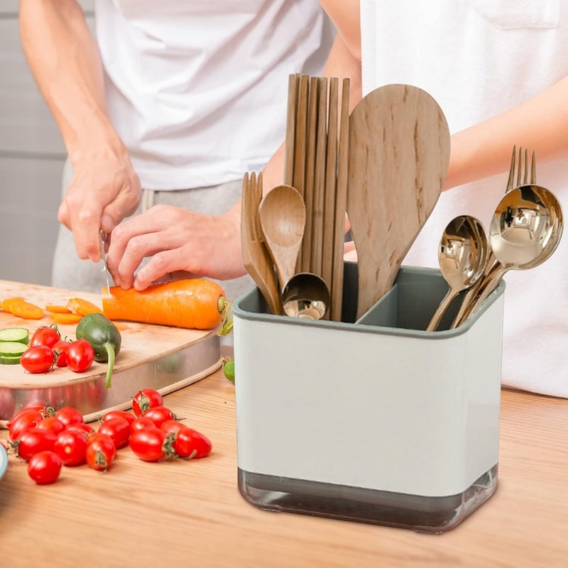 Double-Layer Detachable Chopstick Holder & Cutlery Organizer Compact Kitchen Storage Rack