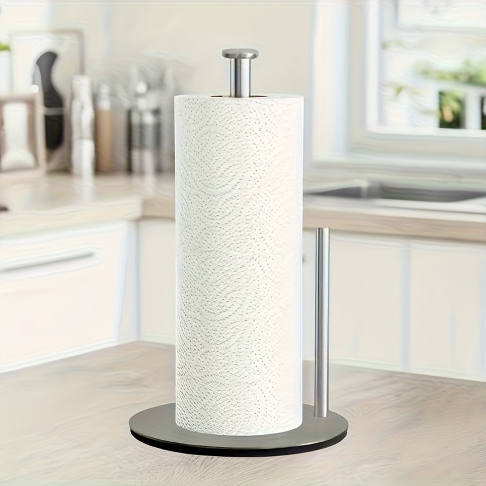 Stainless Steel Paper Towel Holder with Weighted Base Space Saving Kitchen Organizer
