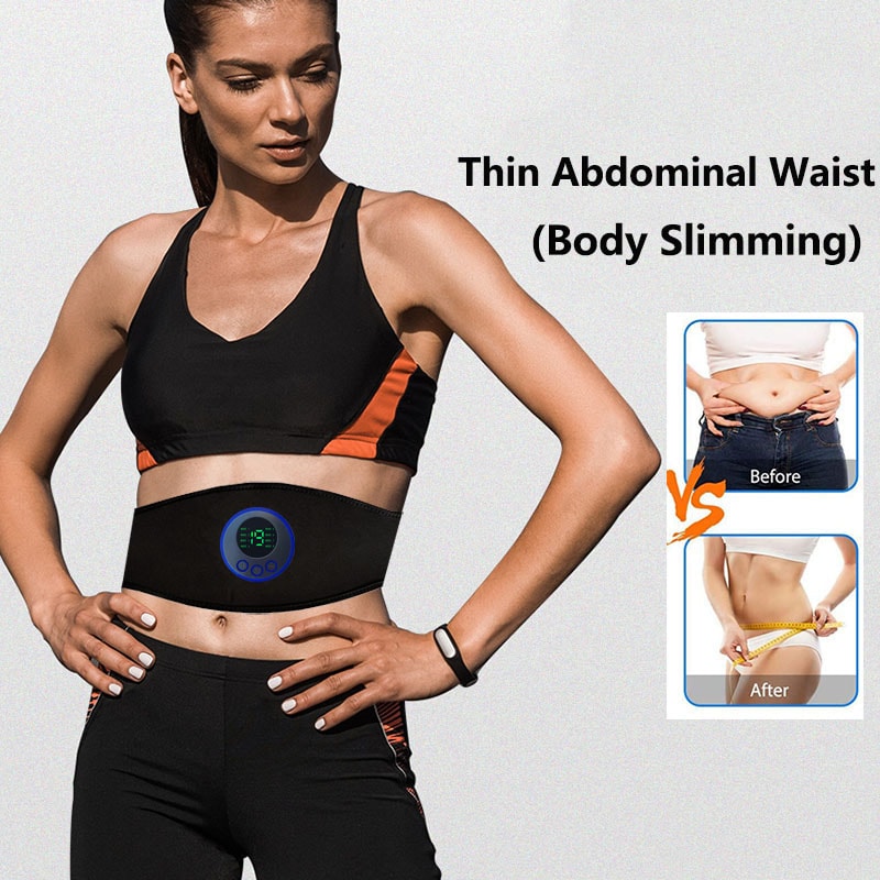 Electric Abs Abdominal Trainer EMS Muscle Stimulator Smart Toning Belt for Body Slimming & Weight Loss