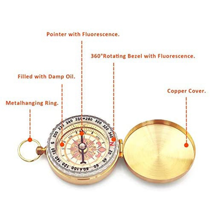 Camping Survival Compass Metal Pocket Compass for Hiking, Camping, and Outdoor Navigation Tool