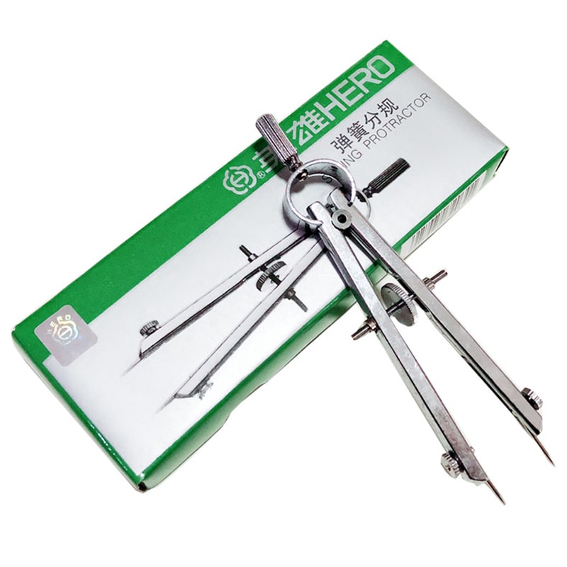 Compass with Lock Precision Geometry Drawing Tool for Engineering, Metal Spring Divider, Bow Divider, and Math Compass