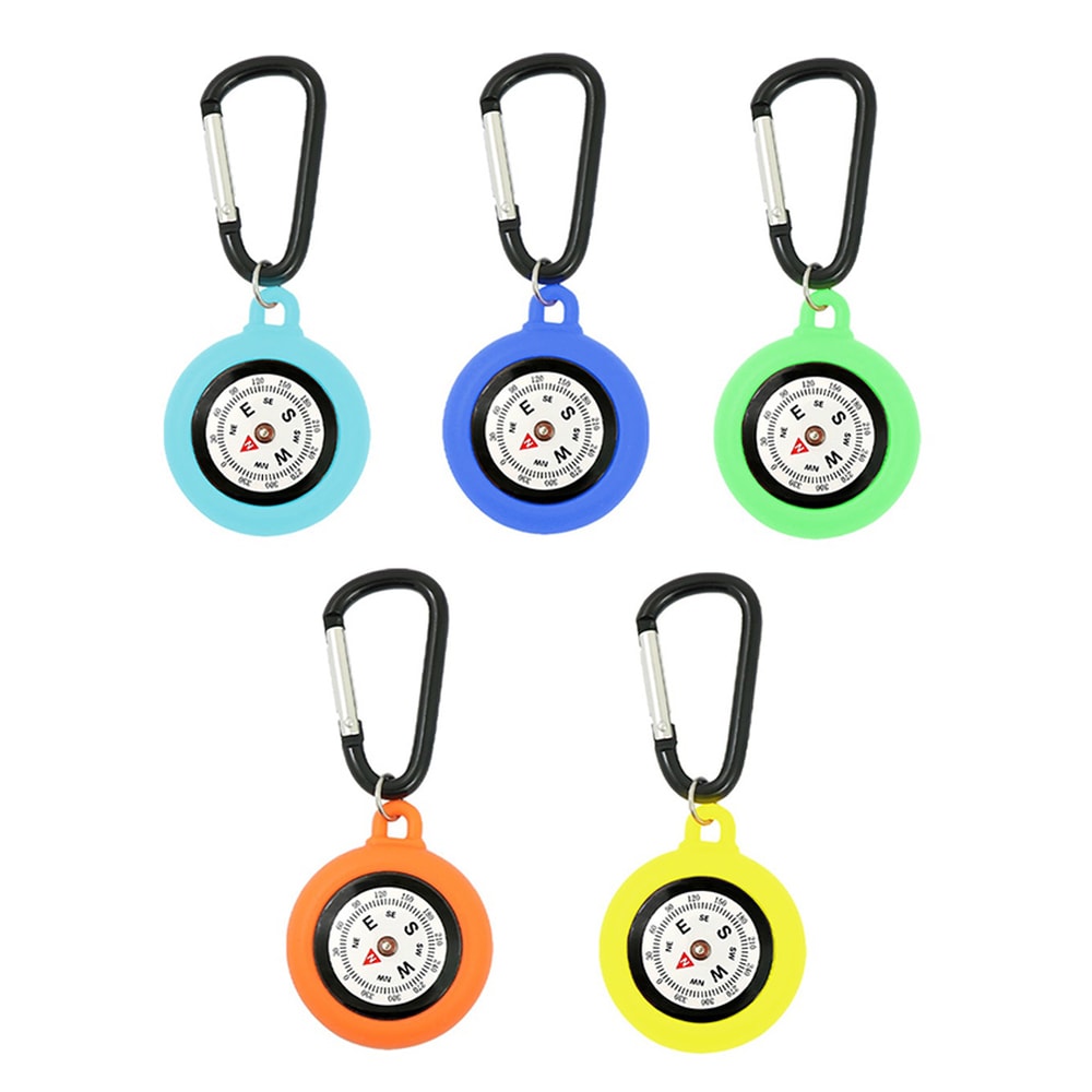 Portable Outdoor Compass with Carabiner Hook Silicone Camping Pocket Compass for Adventure Lovers