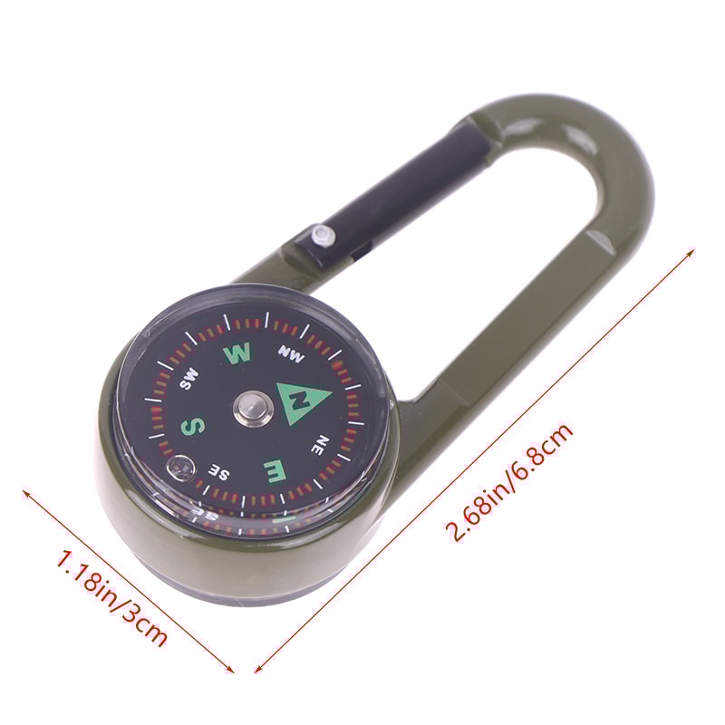 Mini Compass Keychain with Thermometer and Carabiner Zinc Alloy Outdoor Survival Tool