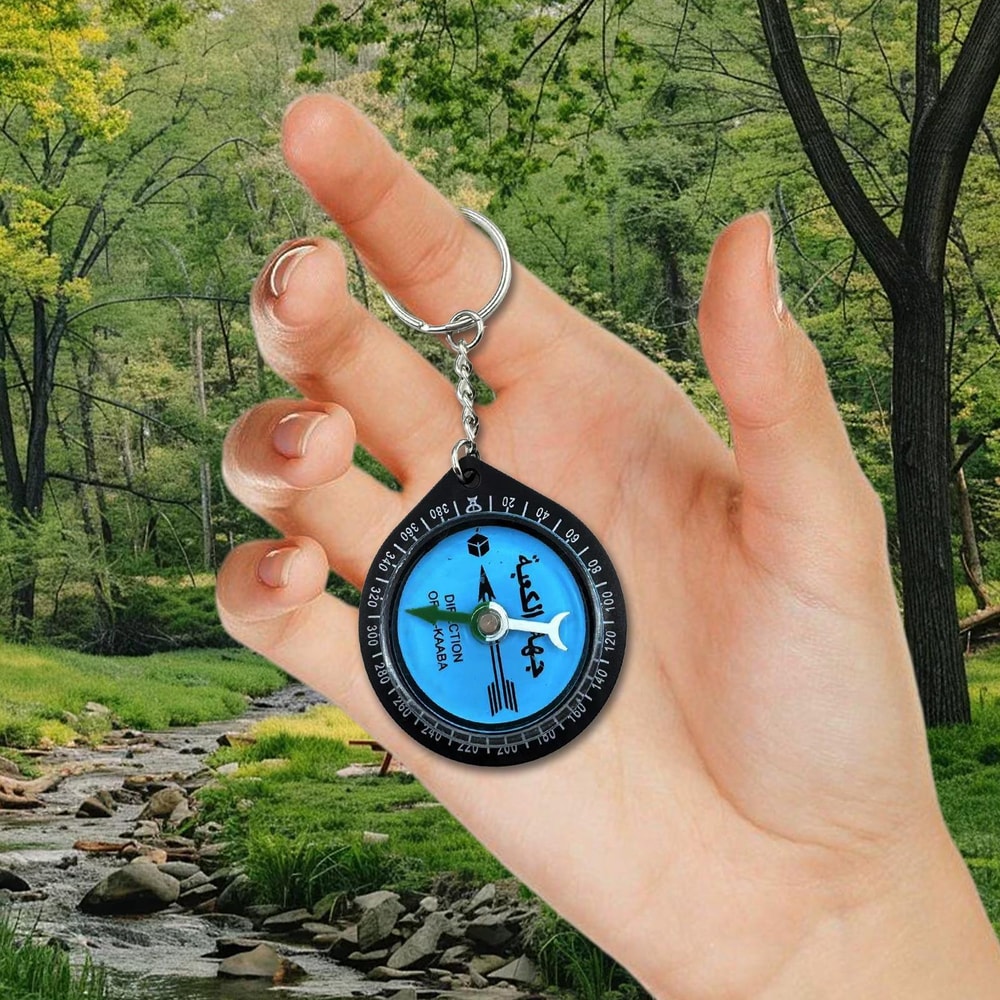 Multi-Functional Compass Keychain with Qibla Direction for Prayer | Outdoor Adventure Tool for Mountaineering