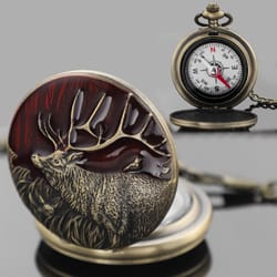 vintage deer design pocket compass watch outdoor camping & hiking gift for men and women