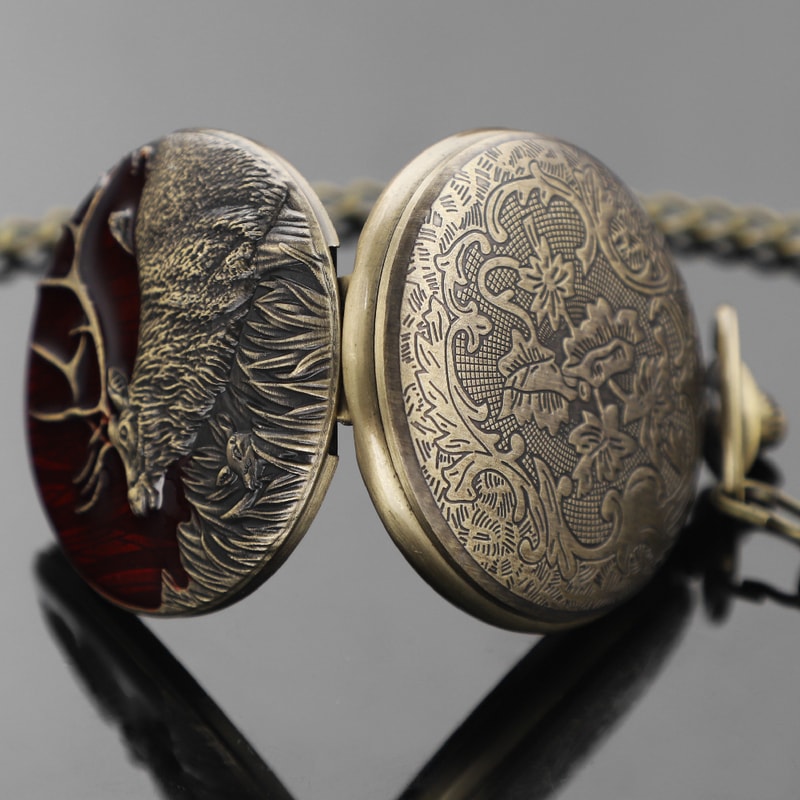 Vintage Deer Design Pocket Compass Watch Outdoor Camping Hiking Gift For Men And Women 5