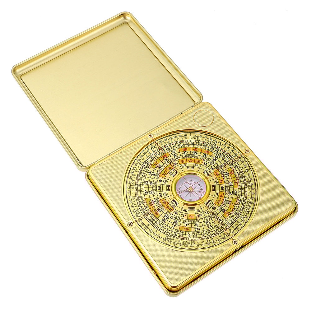 Brass Chinese Divination Compass Pan Multifunctional I-Ching Compass for Camping, Hiking, and Home Office