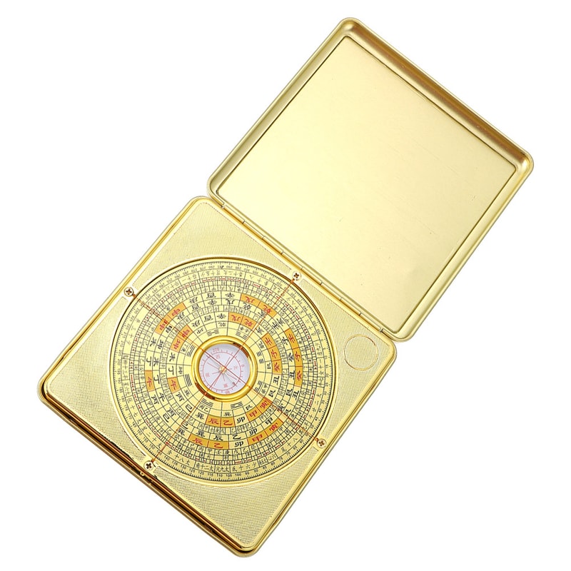 Brass Chinese Divination Compass Pan Multifunctional I-Ching Compass for Camping, Hiking, and Home Office