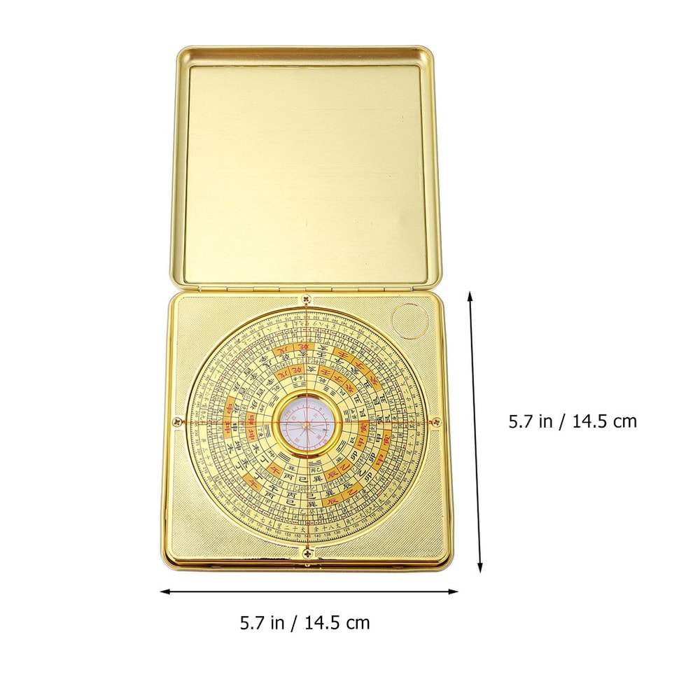 Brass Chinese Divination Compass Pan Multifunctional I-Ching Compass for Camping, Hiking, and Home Office
